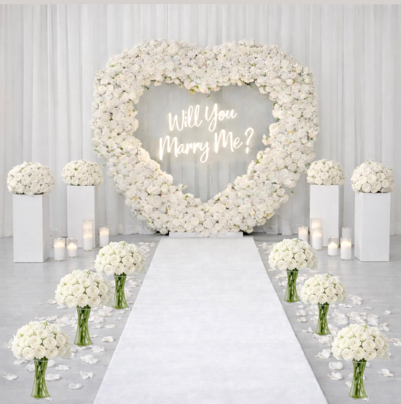 Heart Proposal Gold package luxury floral setup